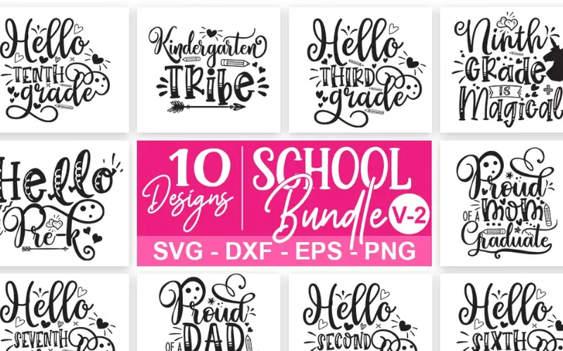 Collage of 10 School SVG design included in the bundle