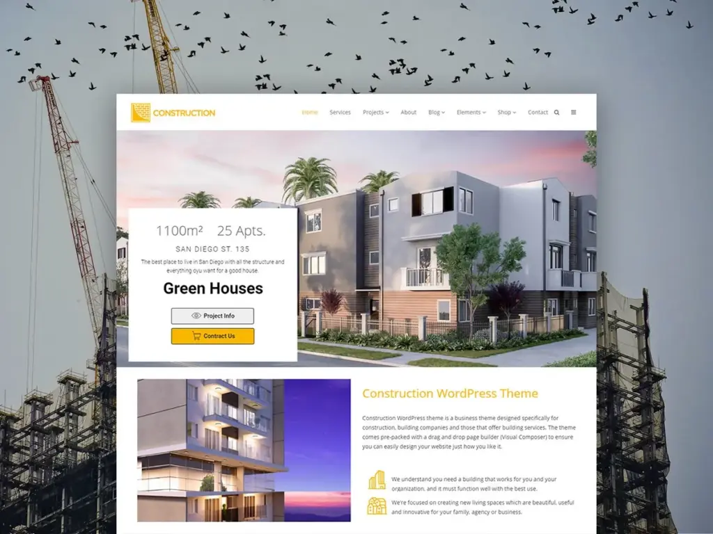 Construction WordPress Theme Template by Visualmodo