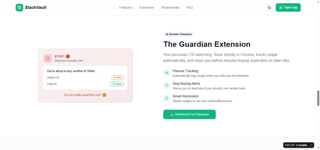 Guardian Extension of StackVault SaaS Management Platform
