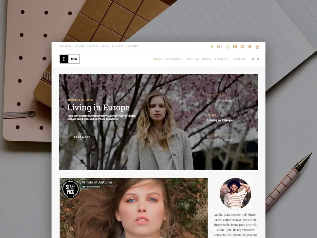 Ink WordPress Theme Template by Visualmodo