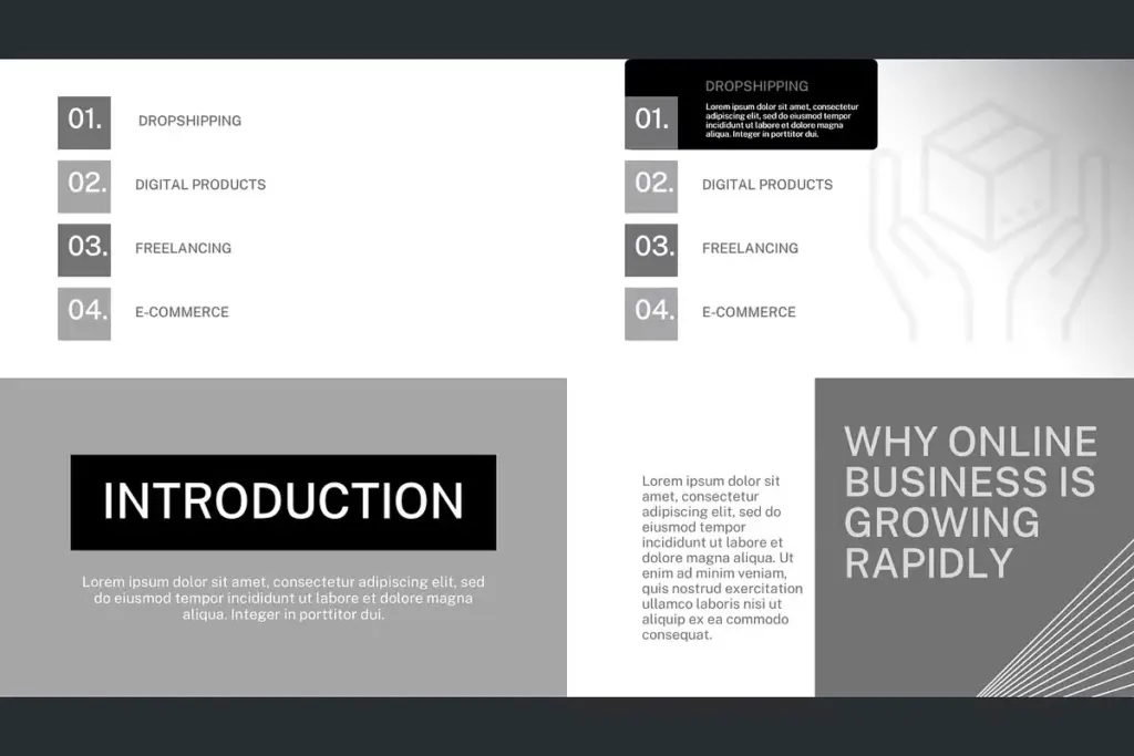 This is the online business growth models slide in the Online Business PPT Template