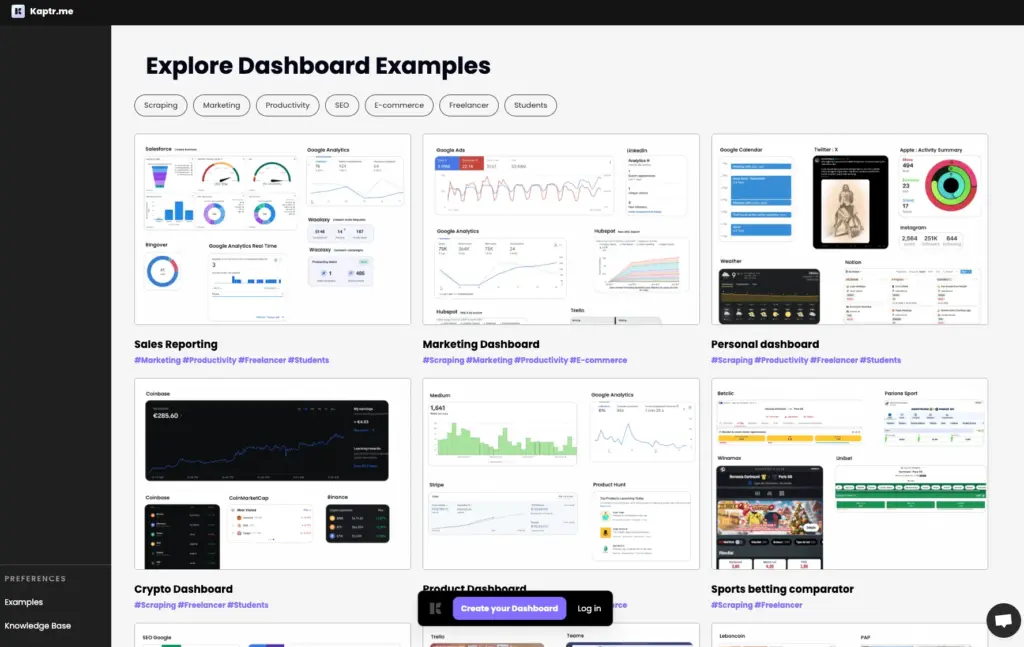 Kaptr.me Dashboard Web Snapshot Tool