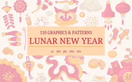 Lunar New Year Graphics & Patterns Bundle Feature Image