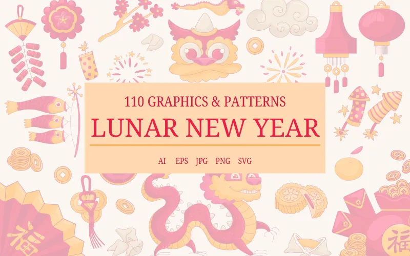 Lunar New Year Graphics & Patterns Bundle Feature Image
