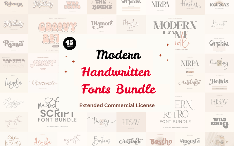 40+ Modern Handwritten Fonts Bundle | Extended License