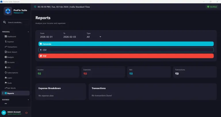 PROFIN SUITE Reports