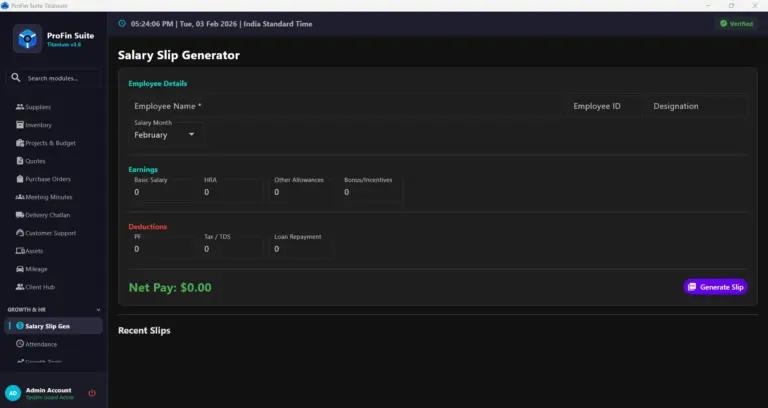 PROFIN SUITE Salary Slip Generator