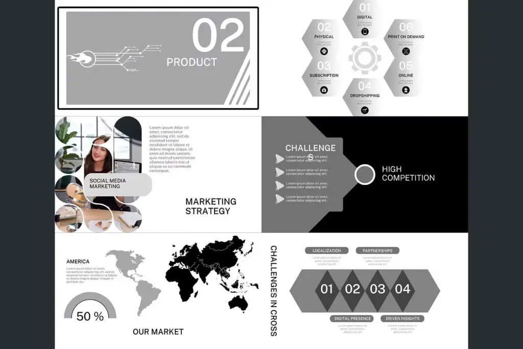 This is the product, marketing strategy slide in the Online Business PPT Template