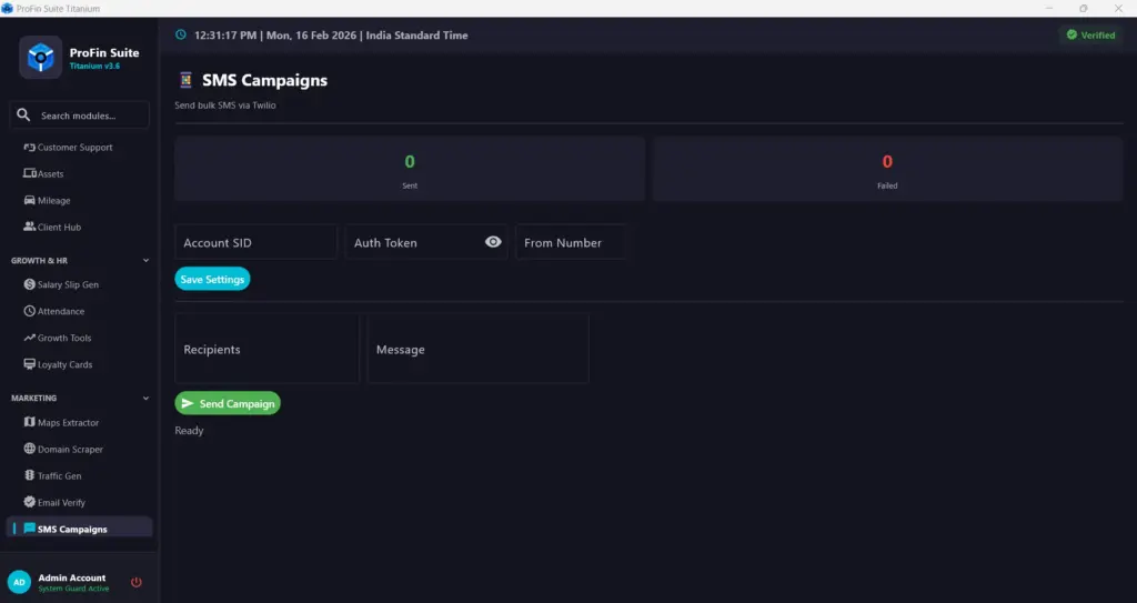 SMS Campaigns Tool Included In PROFIN SUITE Management Software