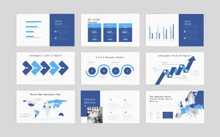 Grid of slide templates included in the bundle