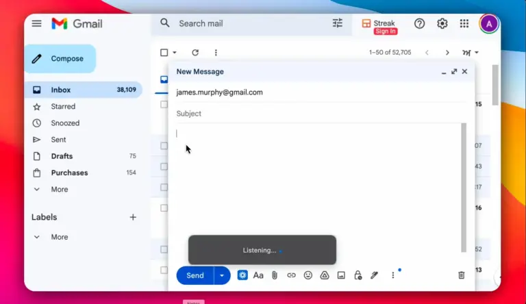 Using Blip AI to generate an email using speech