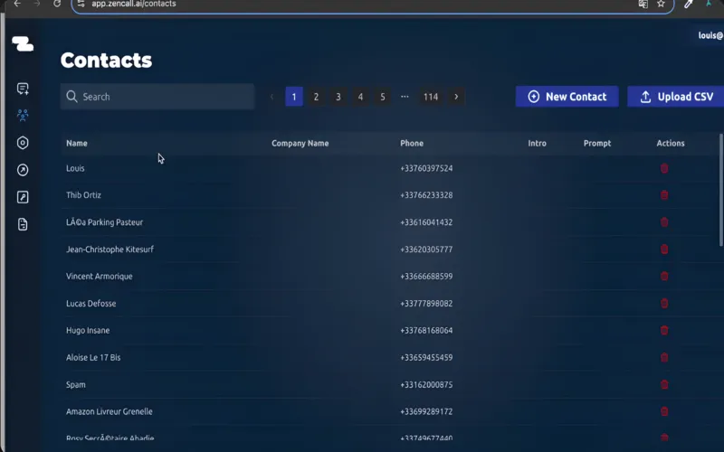 ZenCall - AI Phone Agent Contact List