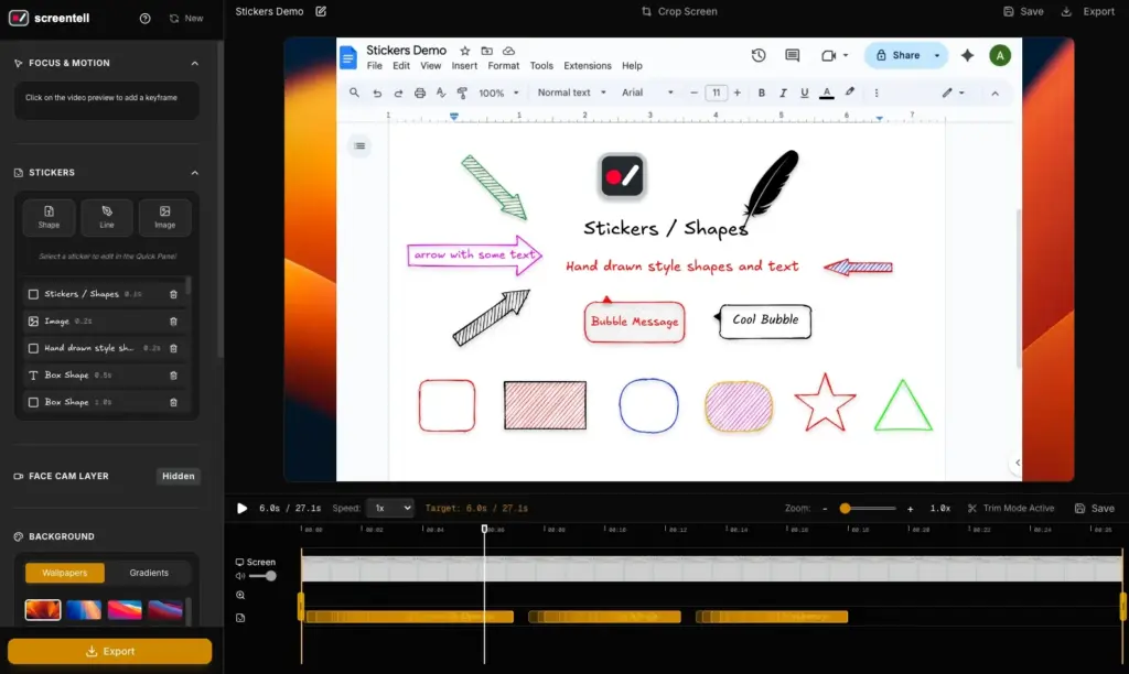 Ready to use stickers in Screentell