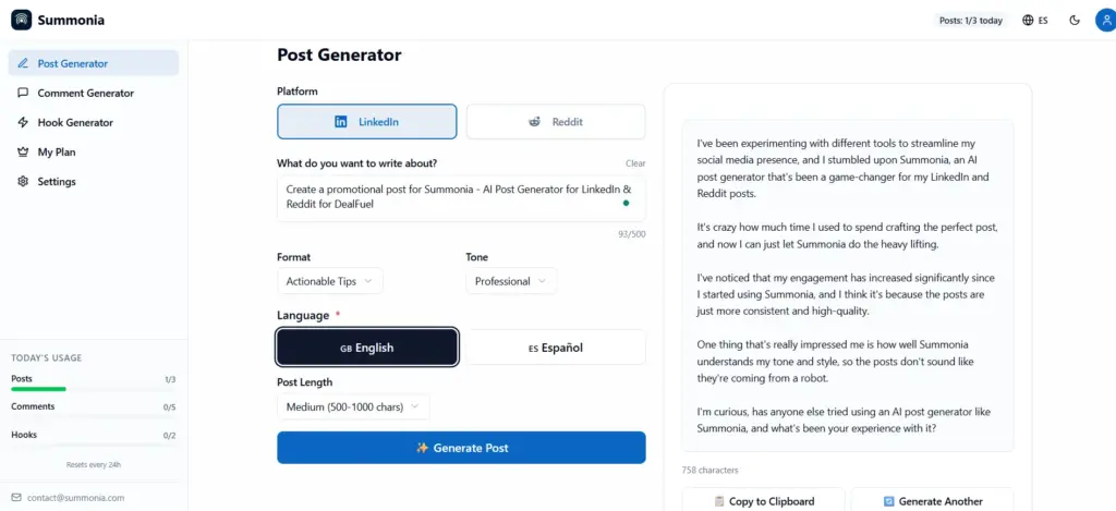 AI Post Generation Using Summonia