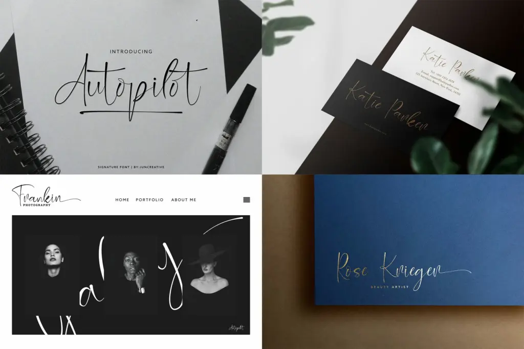 A refined signature typeface with sharp, elegant lines, appearing in the Popular Script Fonts designer deal.