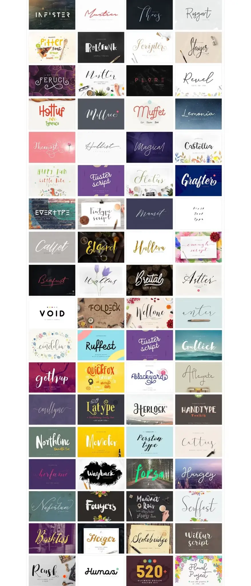 Collage of beautiful fonts included in the bundle