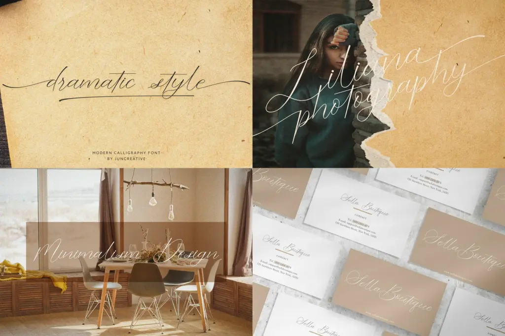 A sophisticated, thin-line calligraphy font with a minimalist aesthetic, part of the Popular Script Fonts collection.