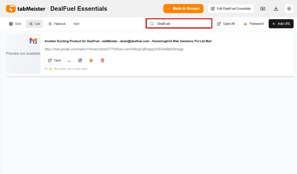 Easy Search using tabMeister