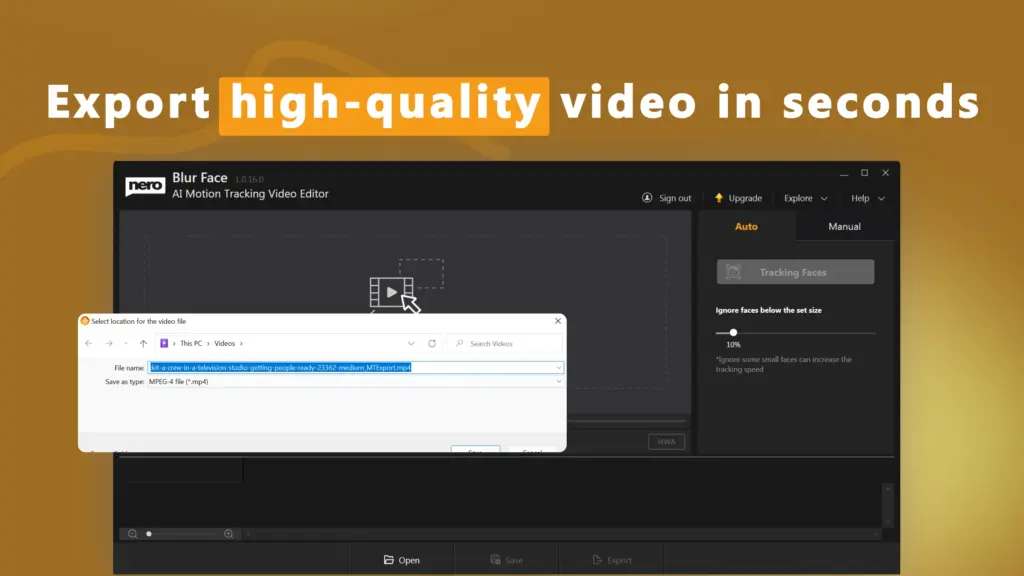 Export High-Quality Video with Nero Motion Tracker