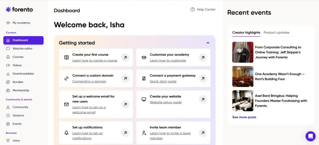 Forento Dashboard