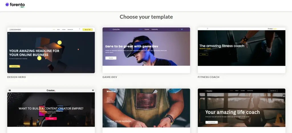 Forento Webite Builder Templates