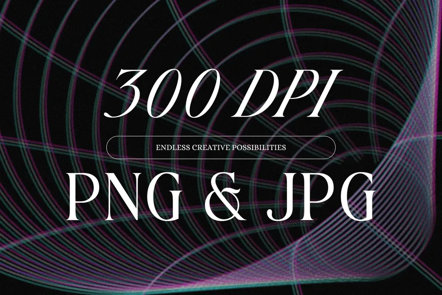 300 DPI High res PNG & JPG Abstract curved glitch lines of Glitch Grid Y2K Backgrounds Bundle