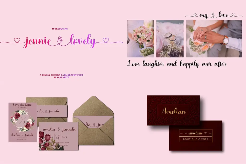 A playful calligraphy font including heart swashes and hand-drawn icons, featured in the Popular Script Fonts graphic design deal.