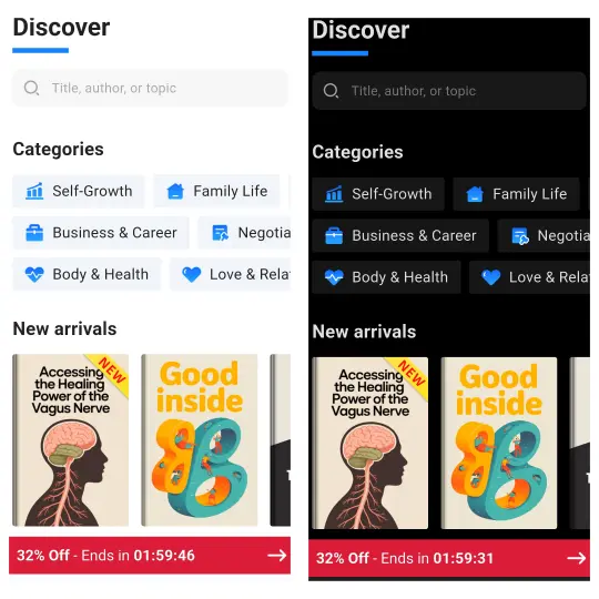 LeapAhead Light mode vs dark mode
