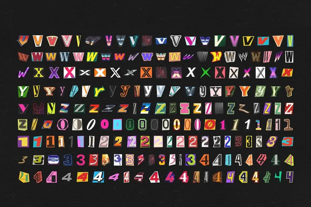 Letters U to Z PNG of 1000+ Ransom Note Letters Bundle