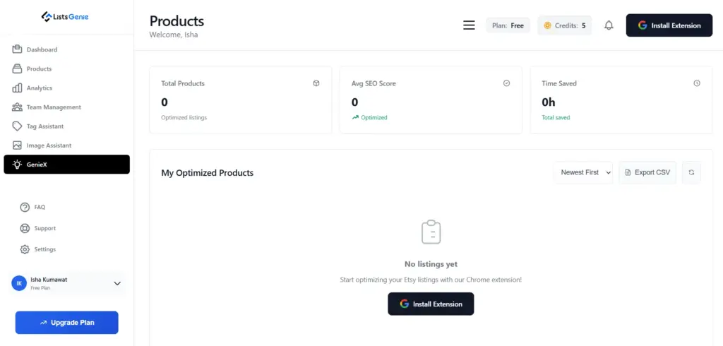 ListsGenie (Etsy SEO Tool) Product Management