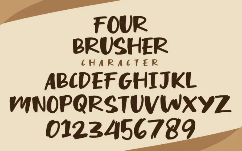 Alphabet and number display for the Nein Brusher brush font.