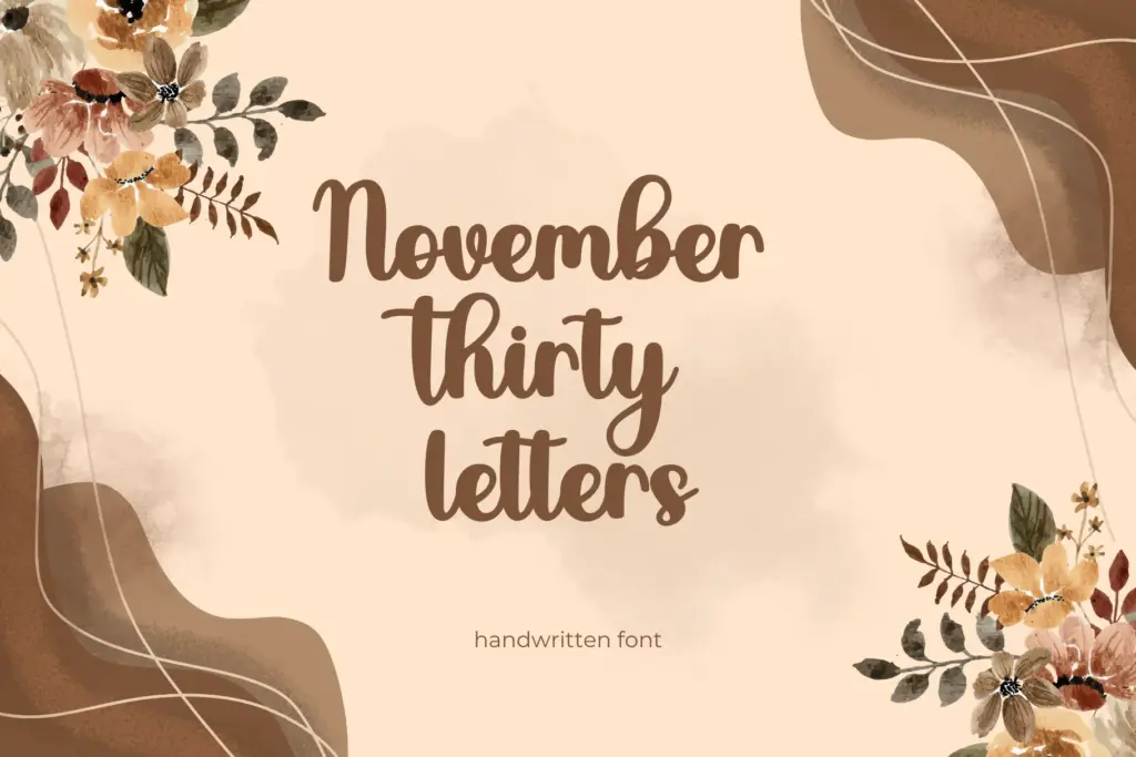 November Thirty Letters handwritten font of 20 Handwritten-Style Fonts Bundle