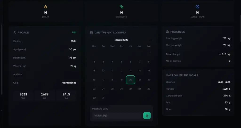 Nutrition Calculator in NutriAI AI Fitness Tracker