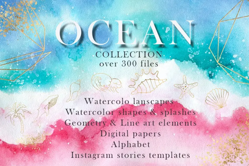 Ocean watercolor clipart of 3800+ Watercolor Pictures Bundle