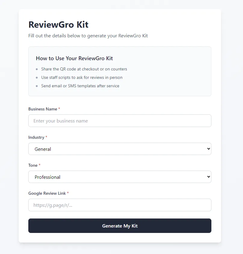 ReviewGro - User Interface