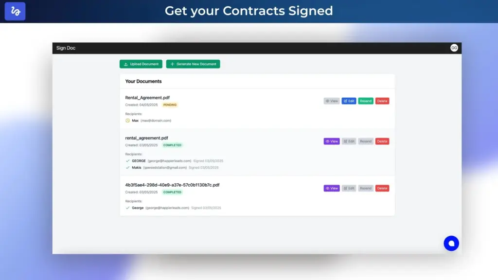 SignDocuments Get Your Contract Signed