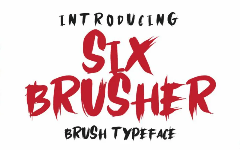 Six Brusher grunge brush font included in the bundle