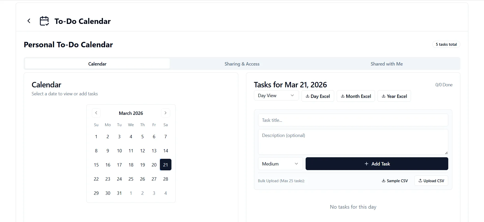To-Do Calendar In Doffl's Business Management and Marketing Tools