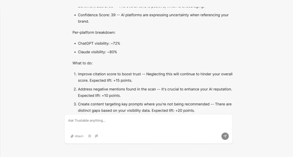 Trustable Labs Generative Engine Optimization Tool AI Agent