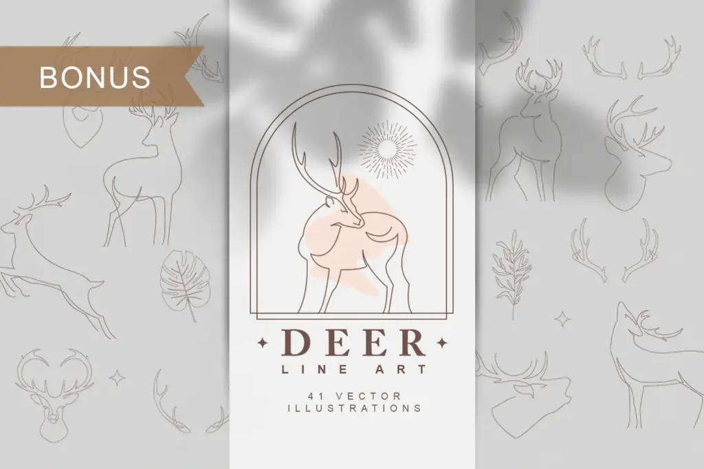 Deer Line Art font of 10 professional typefaces Bundle