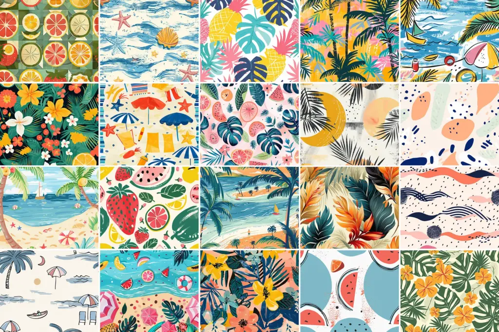 Island Vibes patterns of 400+ Seamless Summer Patterns Bundle