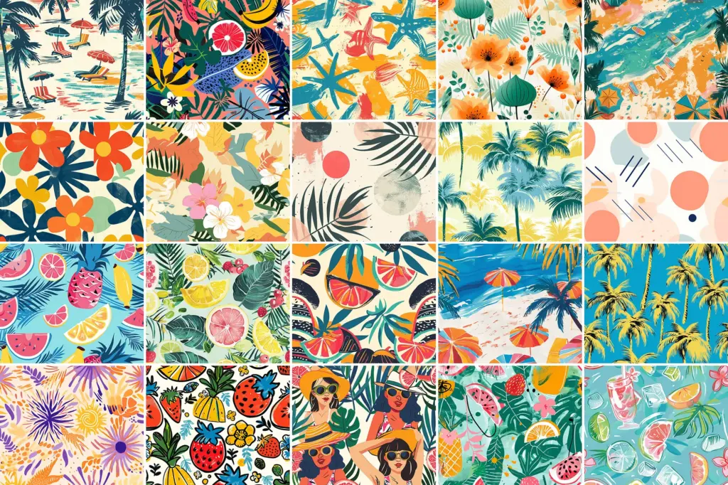 Ocean Breeze patterns of 400+ Seamless Summer Patterns Bundle