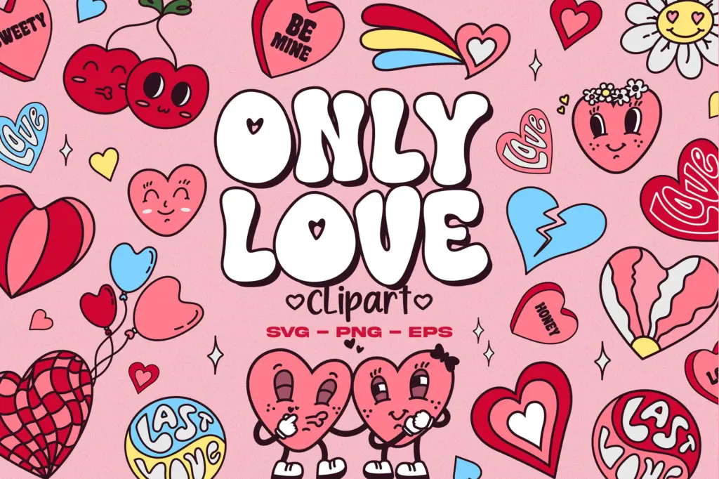 Only Love Clipart font of 8 Romantic Fonts Bundle