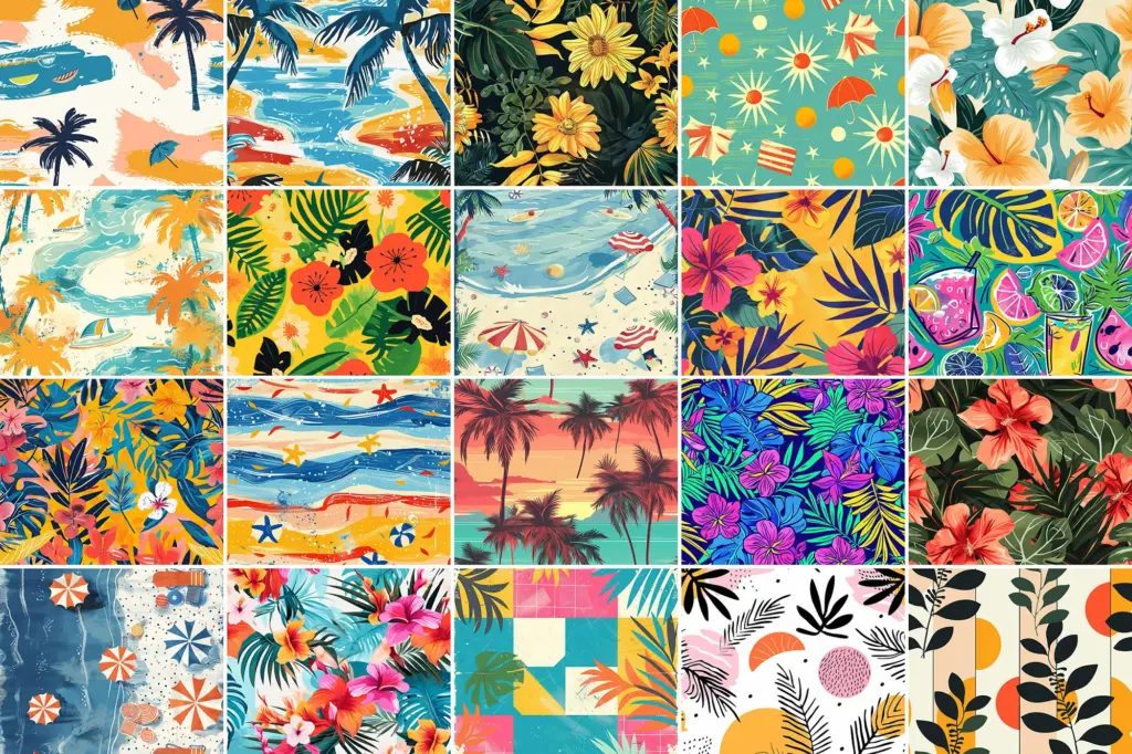 Tropical Fiesta patterns of 400+ Seamless Summer Patterns Bundle
