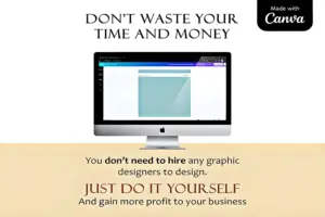A promotional banner advertising DIY graphic design using Canva.