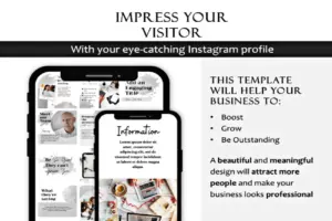 Mobile preview illustrating how Silver Modern Canva Marketing Templates create a sleek, tech-focused Instagram profile.