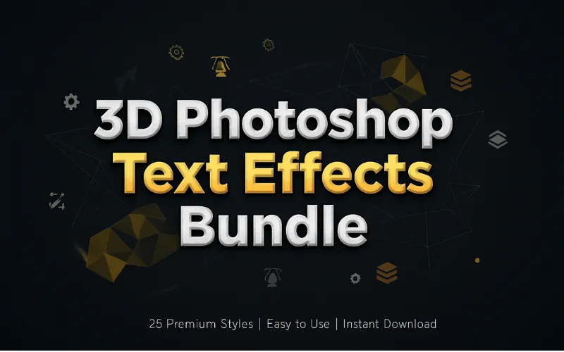 3D Photoshop Text Effects Bundle Feature Image