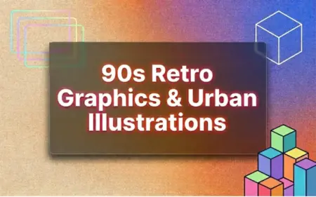 90s Retro Graphics and Urban Illustrations Bundle Feature Image