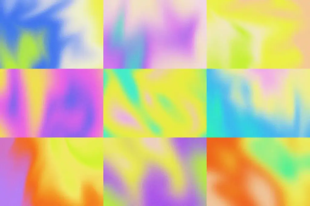 Abstract Retro Graphics with heavy grain texture and high-contrast, blurred color transitions.