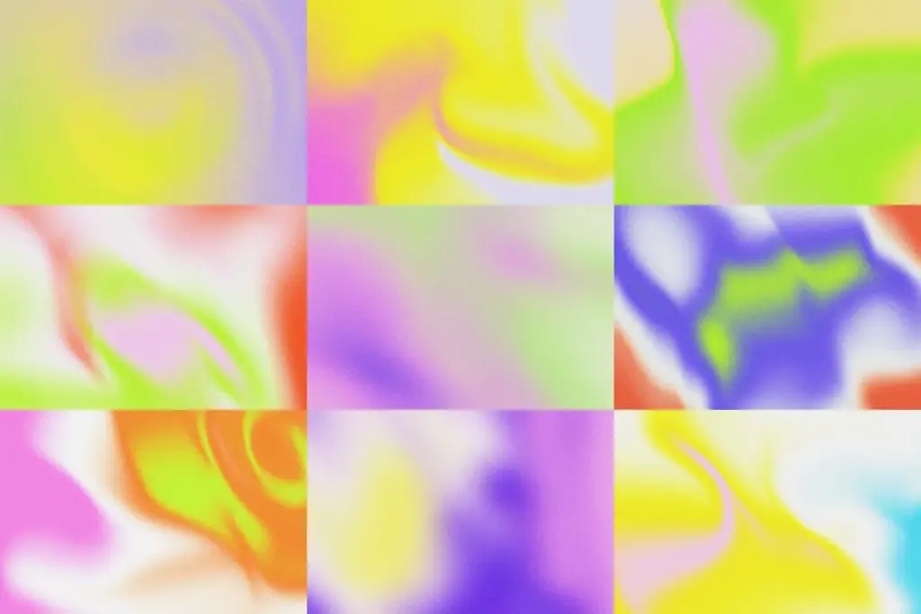 Dynamic Retro Graphics featuring swirling, distorted gradients and high-energy color flows.